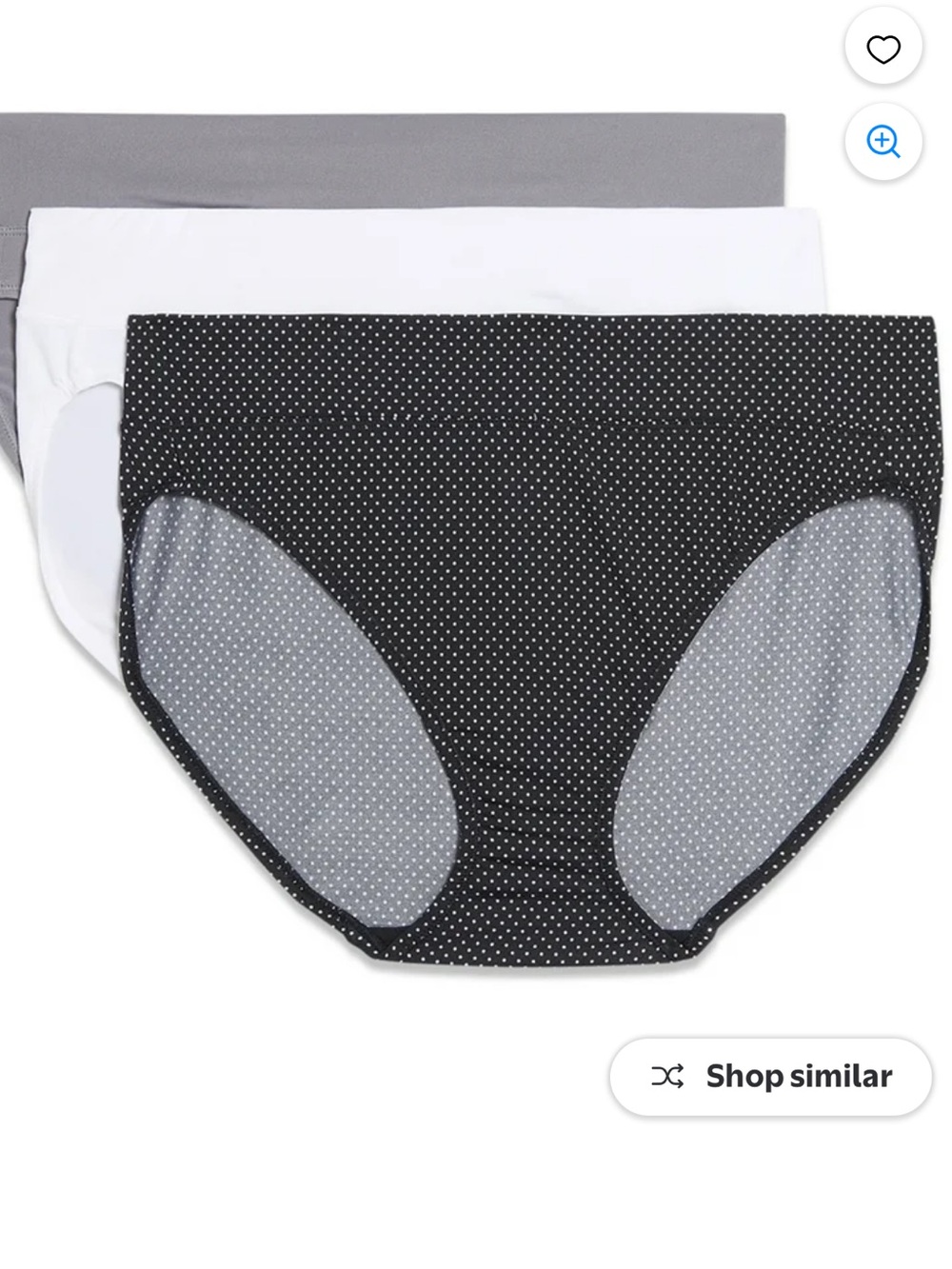 Warner's 3-Pack Bikini Briefs in Black Dot, White & Gray size 5/small new